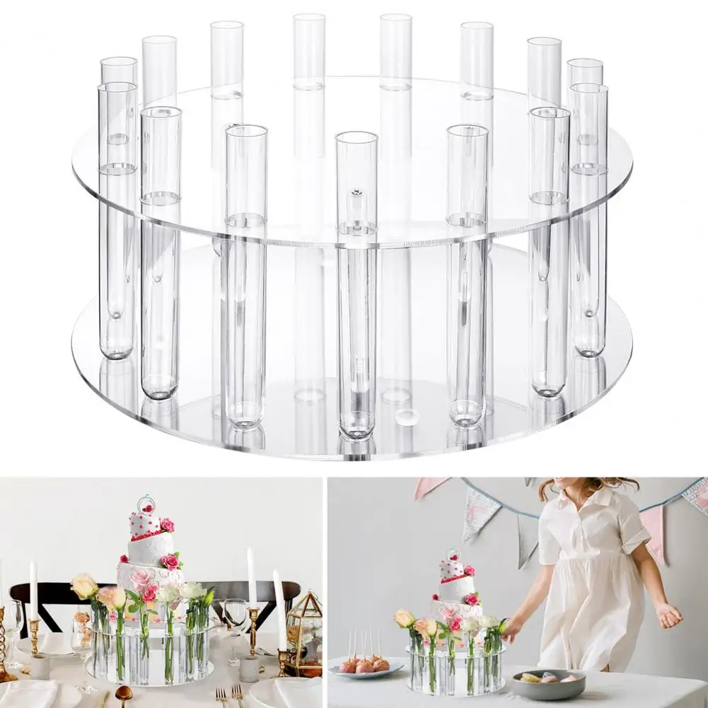 Artificial Flower Cake Stand Elegant Clear Acrylic Cake Stand with Floral Centerpiece for Weddings Parties Dessert Displays