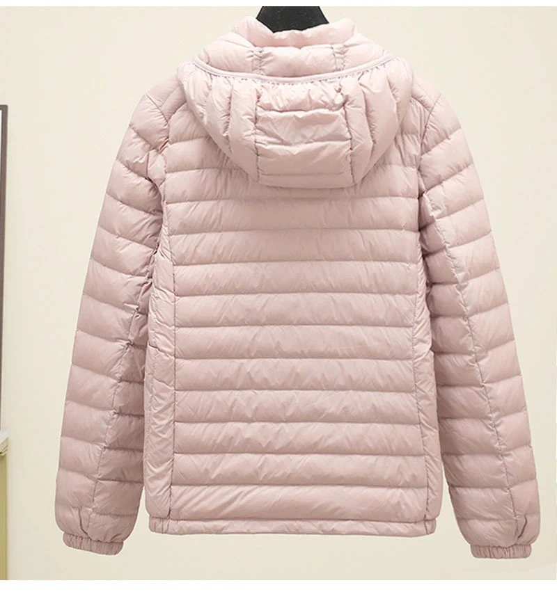 Schinteon Women Ultralight 90% White Duck Down Jacket with Removable Hood Autumn Winter Thin Outwear Portable Storage 2026 New