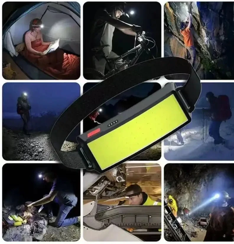 USB C Rechargeable COB LED Headlamp Super Bright Head Flashlight Built-in Battery Outdoor Portable Camping Climbing Lantern