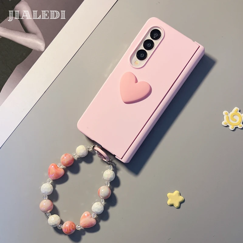 Bracelet Love Pink Hinger Phone case For Samsung Galaxy Z Fold 3 4 5 fold5 zfold5 Cover