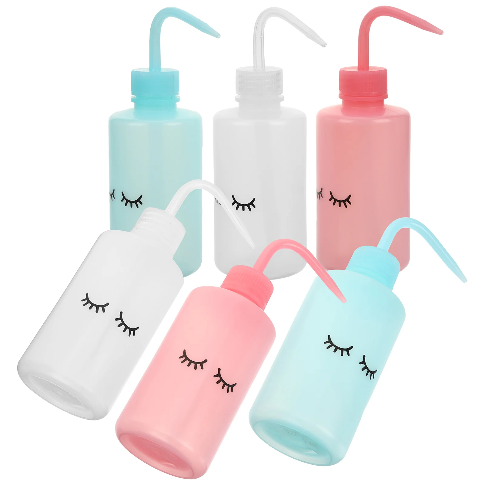 

6 Pcs Curved Mouth Kettle Safety Rinse Bottle Squeeze Wash Tattooing Washing Green Soap Child