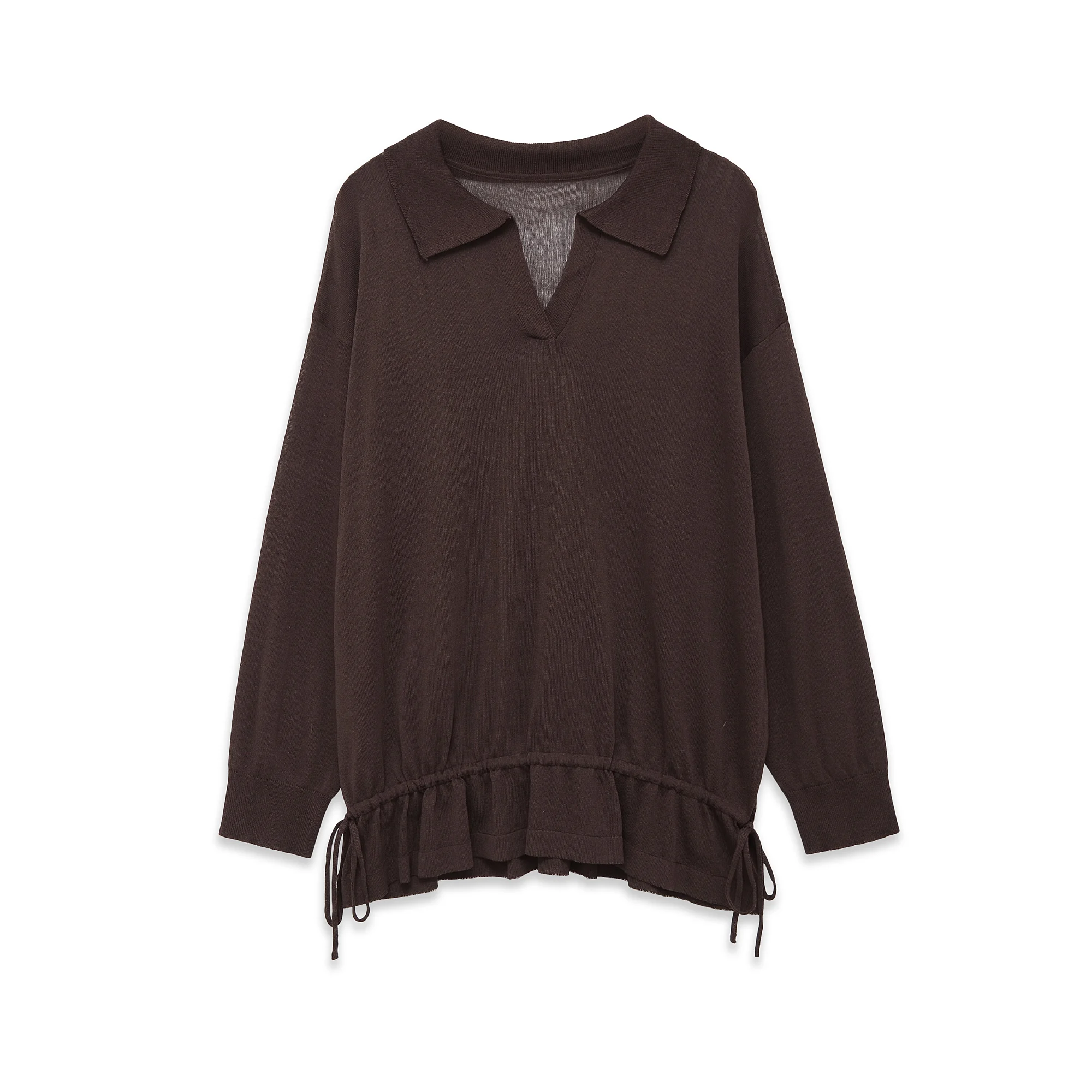 Bequemer Damen-Pullover mit festem Umlegekragen, lockerer Schnitt, schlichter Pullover mit langen Ärmeln, Strickware, Herbstpullover