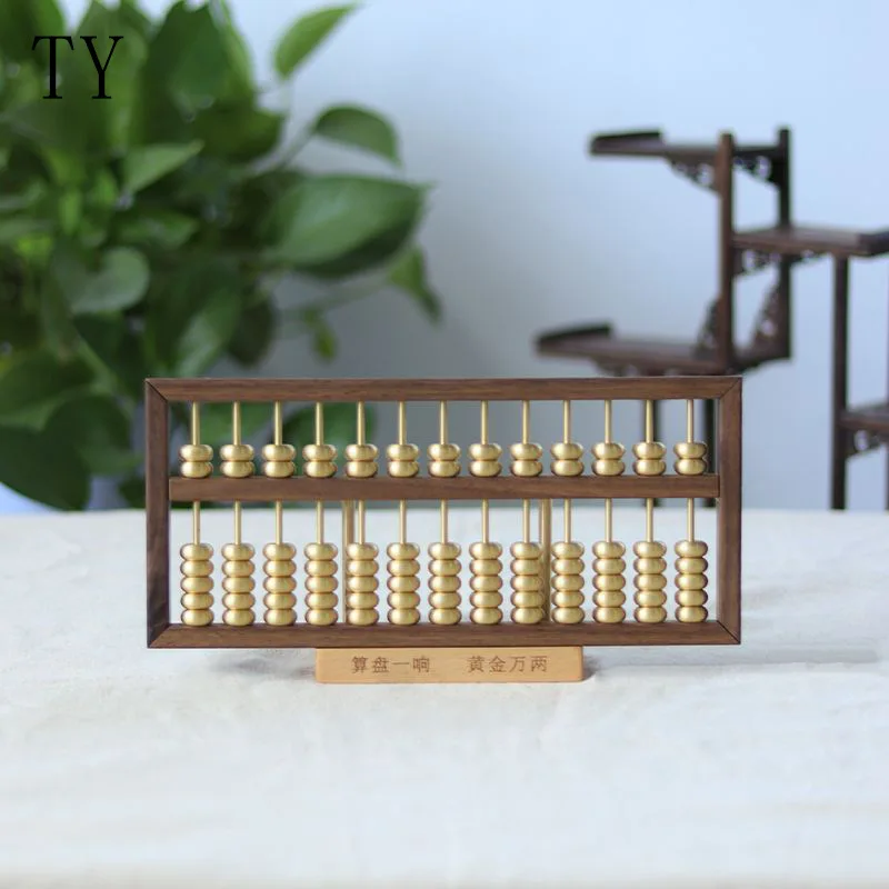 Copper abacus 13 gear copper wood ruyi abacus office ornaments walnut pure brass abacus gift box