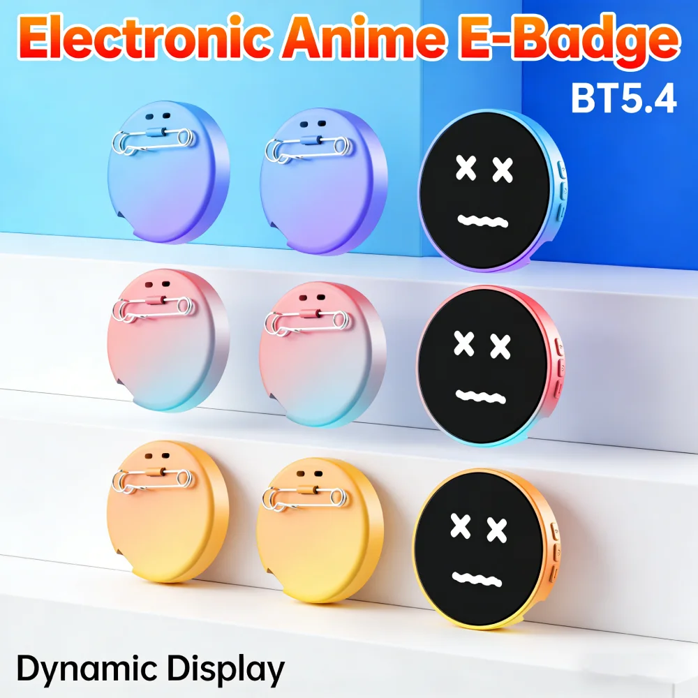 

BT Connection Peripheral Badges Touch Screen Dynamic Smart Display Screen Animation Gradual Change Badge Gift for Friends