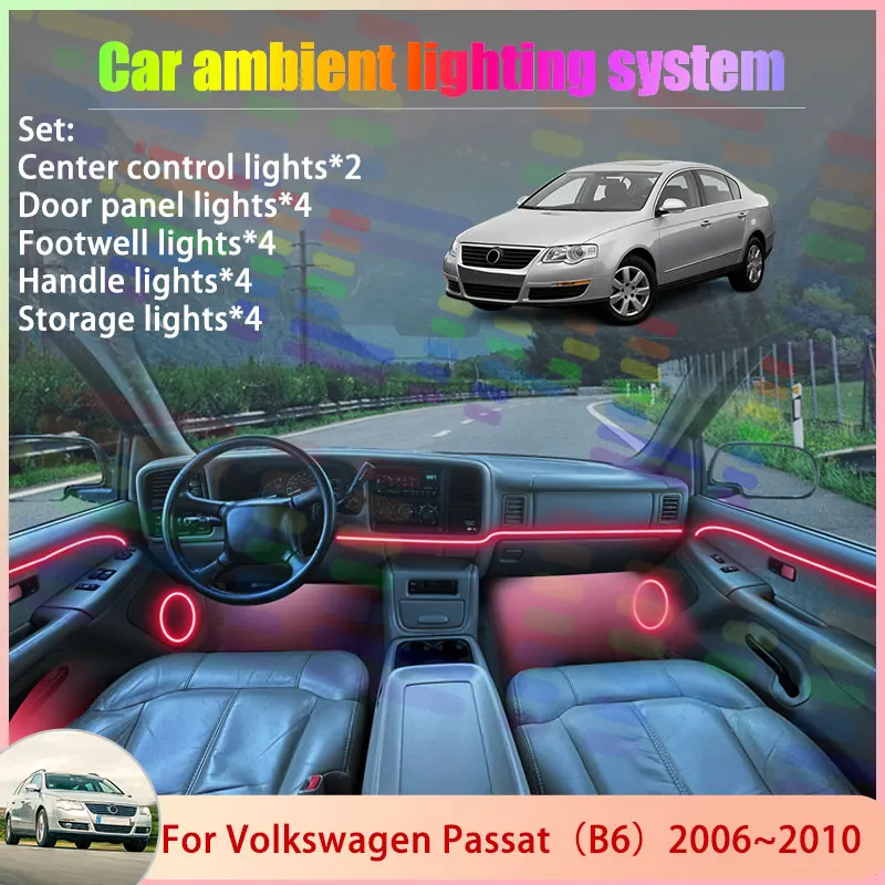 

Для Volkswagen Passat (B6) 2006-2010 2007 2008: Комплект атмосферной RGB-подсветки с эффектом бегущих огней (2/18 шт.)