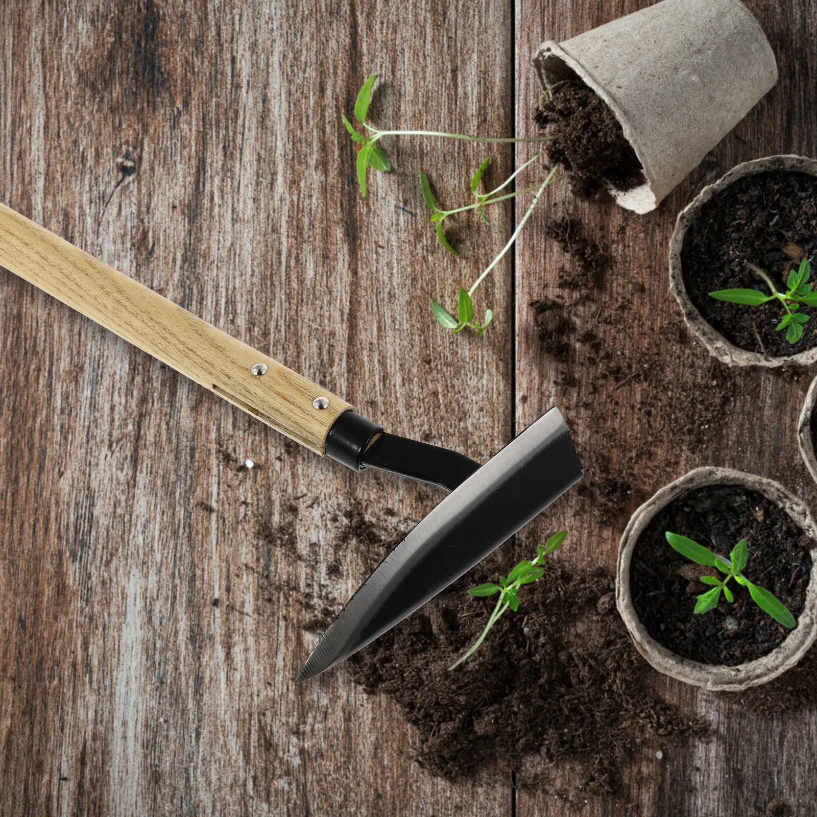 

1Pcs Professional Hand Hoe Garden Weeding Tool with Solid Wood Handle and Tempered Steel Head Labor Saving Portable Design