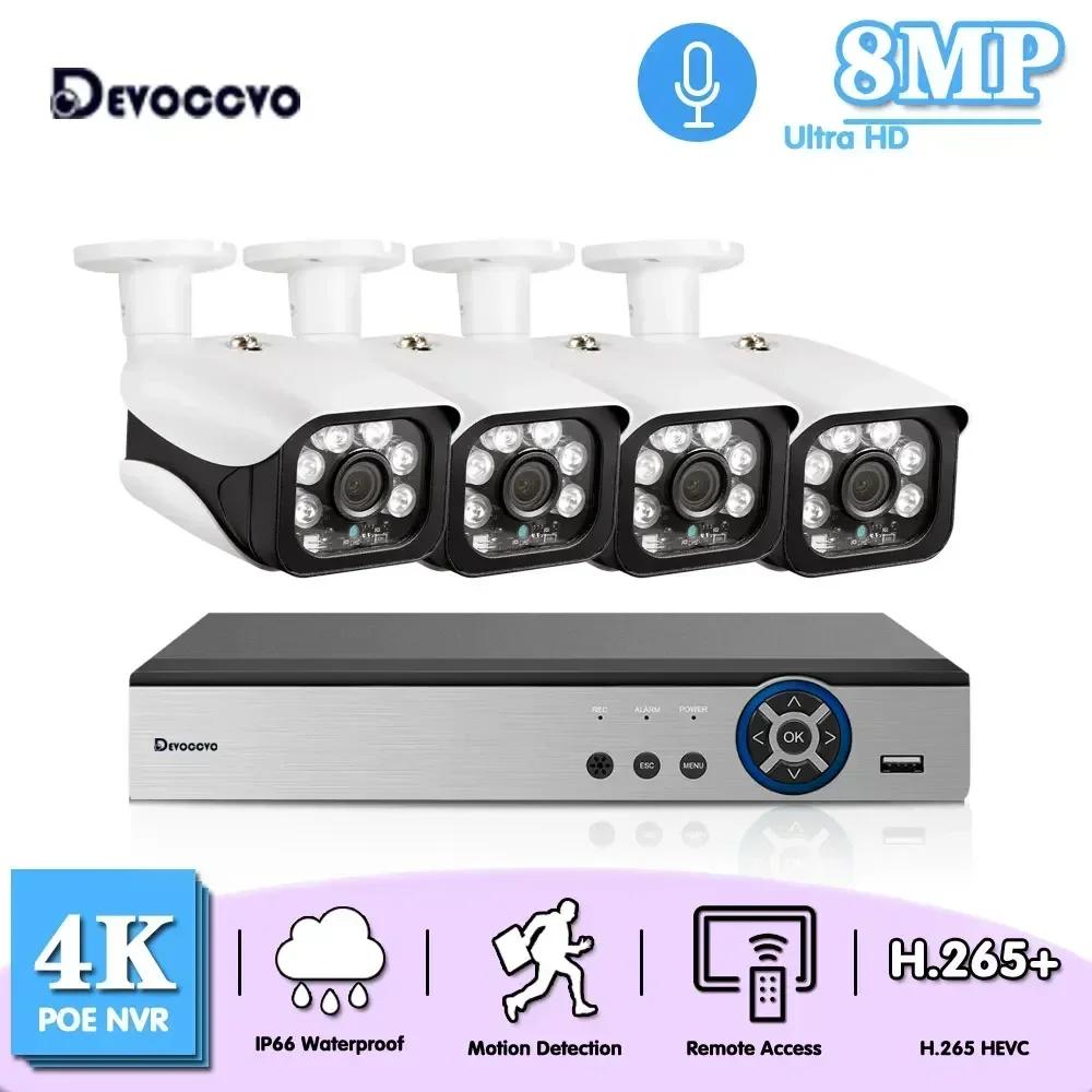 

XMEYE 8MP 4K POE NVR Security Camera Kit 8CH Outdoor Metal Waterproof CCTV IP Bullet Camera Video Surveillance System 4CH Kit