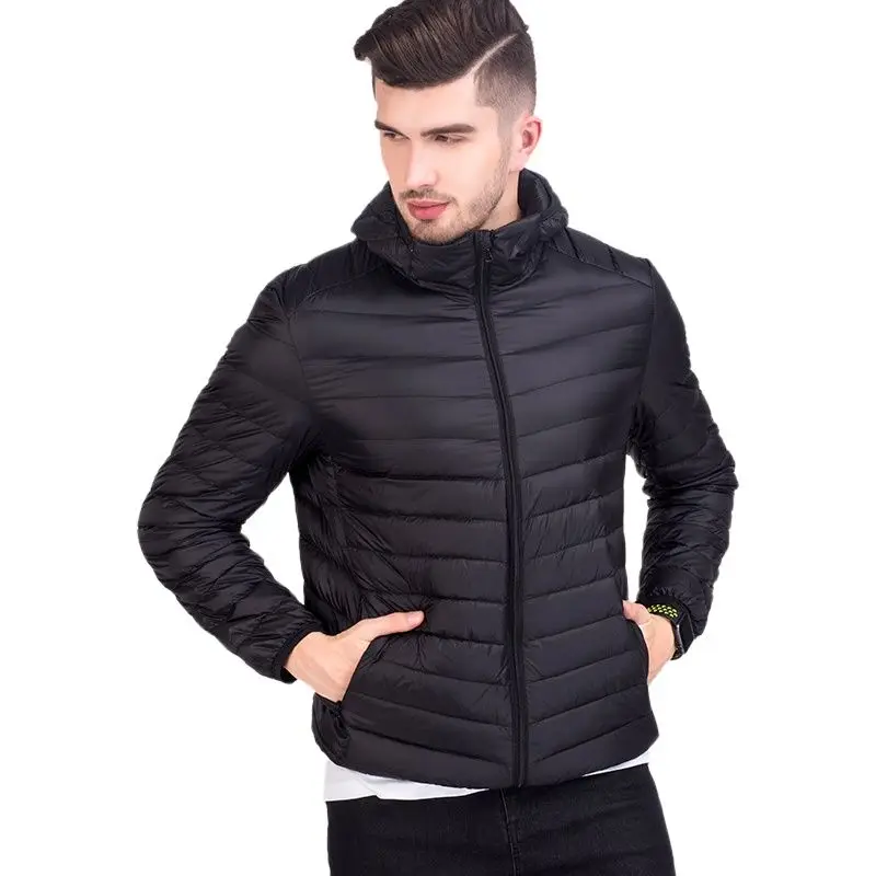 Uomo inverno autunno giacca piumino d'anatra bianco uomo con cappuccio Ultra leggero caldo capispalla cappotto parka all'aperto