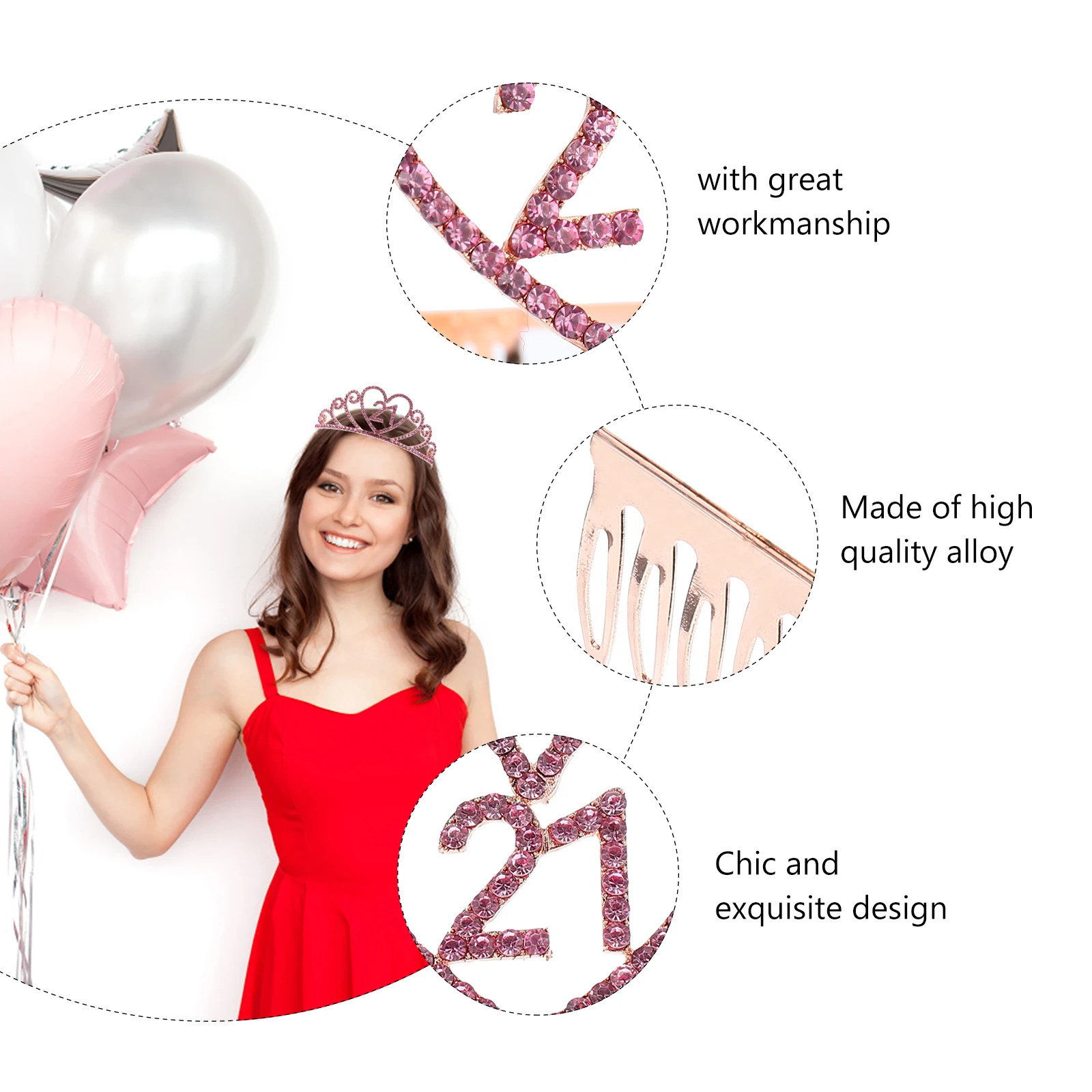 

The Crown Birthday Headband Girl Girls Tiara Headdress Crystal for Women Accessories