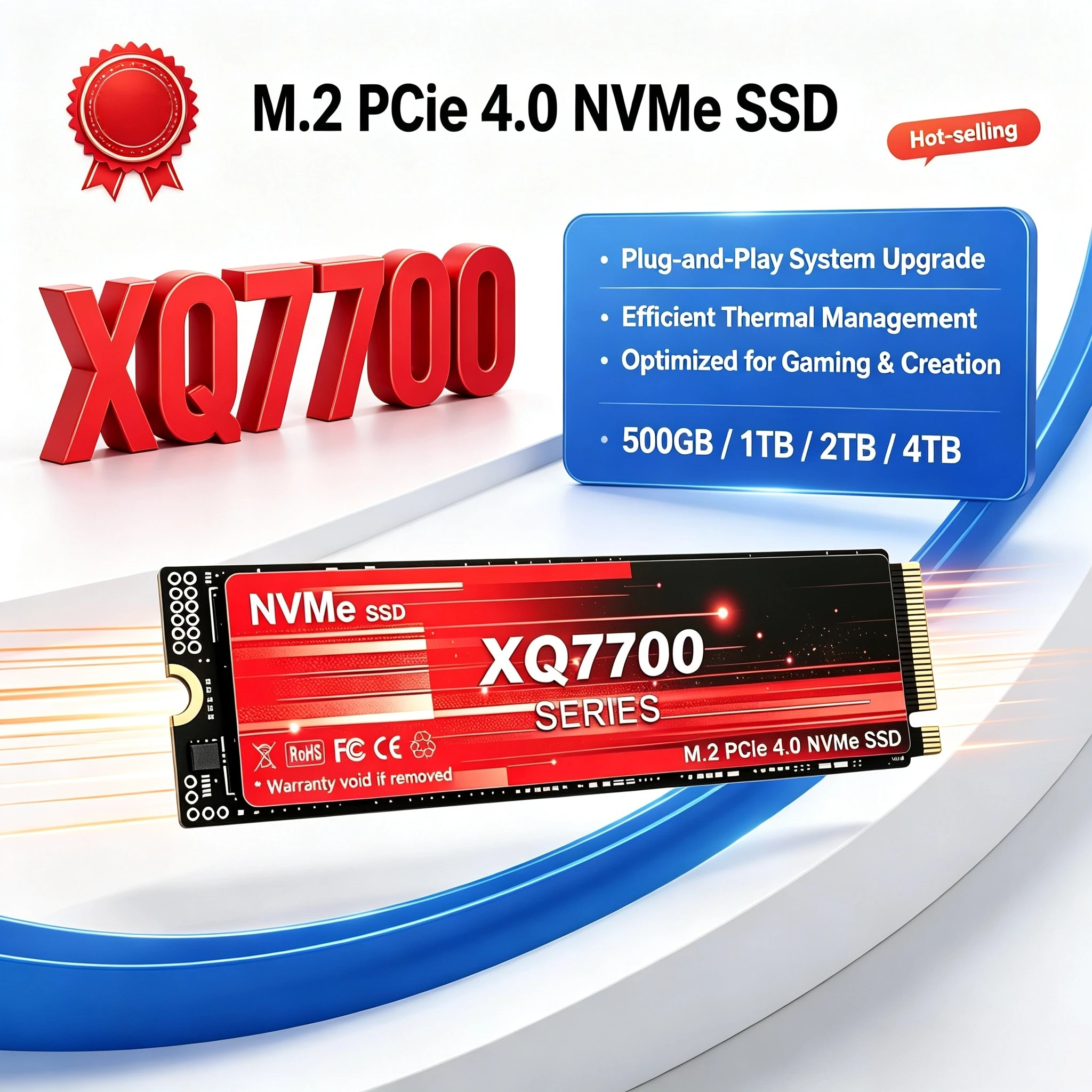 NEW Solid State Hard Disk Drive XQ7700  500GB 4TB PCIe4.0 NVMe M.2 SSD 7300MB/s Max Read for Desktop Computers Ultra