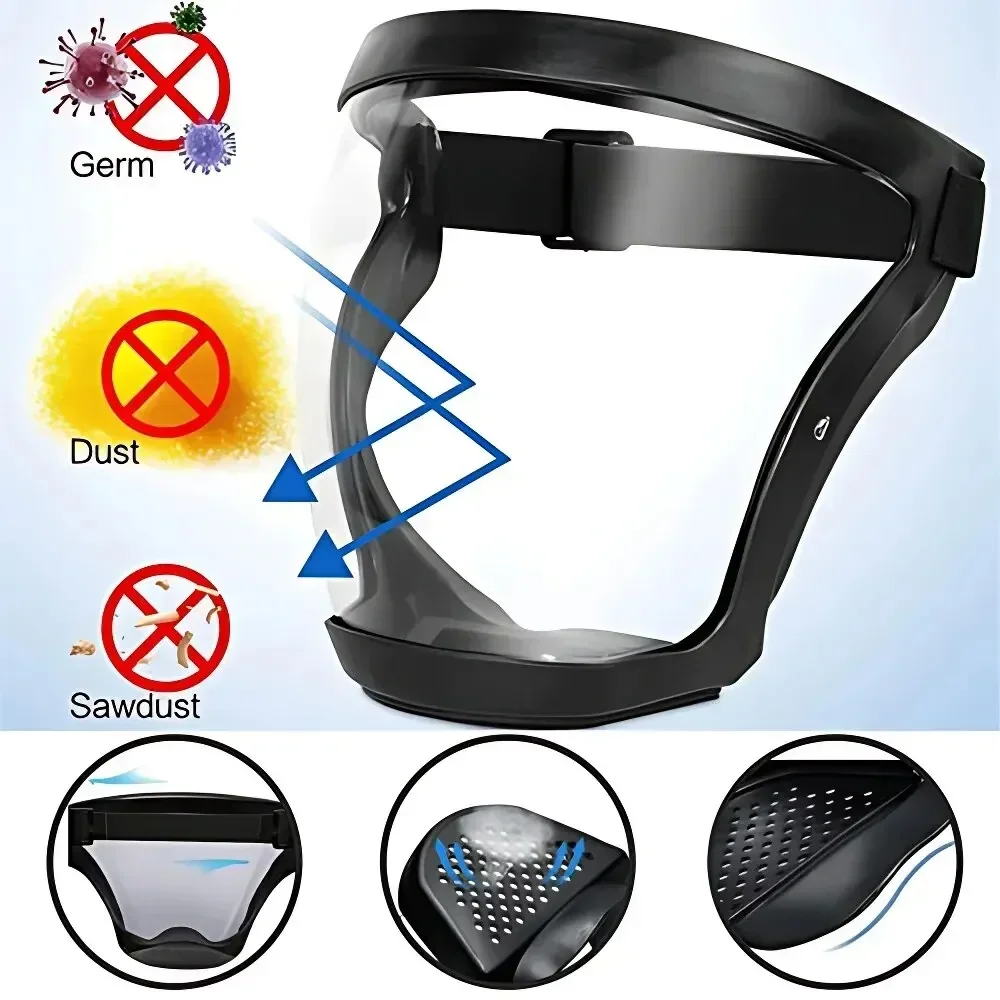 Work Protection Mask Full Face Protector Shield Transparent Facial Protector Face Protective Screen Kitchen Accessories Gadgets