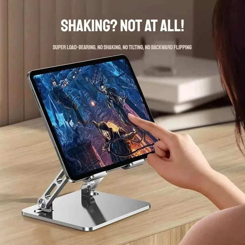 Przenośny składany uchwyt na tablet z aluminium, stabilny, antypoślizgowy, regulowany, płaski stojak na biurko, uniwersalny dla iPadów 7-13″ — zdjęcie produktu 6