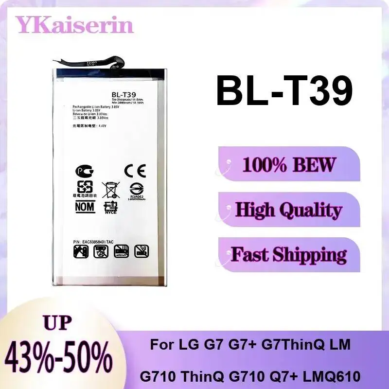 BL-T43 BL-T42 BL-T39 0-5000mAh Battery For LG G7 G8 g8s V40 V50 V60 Thinq G710 LM-G810 lmg820qm7 lmg820um1 lmv600vm Q710 2018 5G view 5