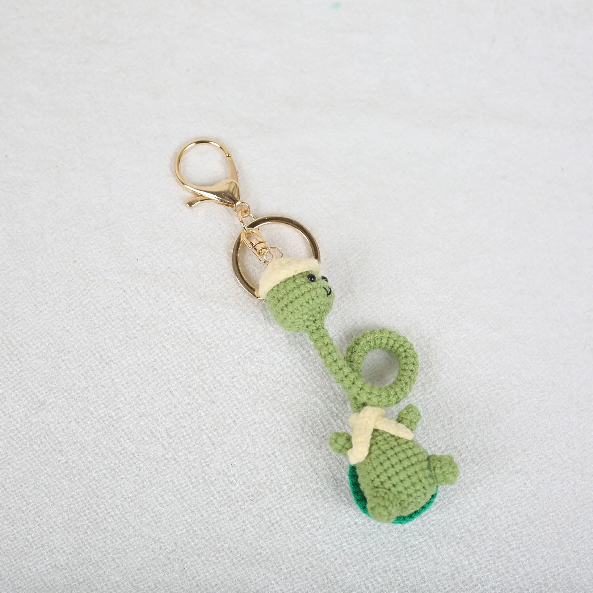 Kreativer Häkel-Frosch-Anhänger, handgefertigter gewebter Cartoon-Tier-Schlüsselanhänger, gestrickter Schildkröten-Anhänger, niedlicher Rucksack-Anhänger, lustiges Geschenk – Detail 4