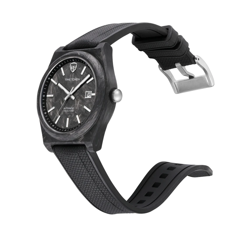 2025 جديد 40 مللي متر الكربون ساعة أوتوماتيكية فاخرة 100 متر مقاوم للماء غواص الساعات حركة أوتوماتيكية غواص ساعة رجالية