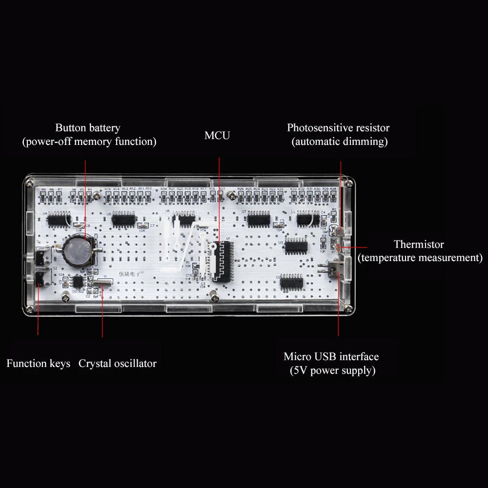 Kit fai da te Progetto di saldatura elettronica Orologio digitale a matrice di punti LED con 51 microcontrollori Luminosità automatica Tempo Temperatura