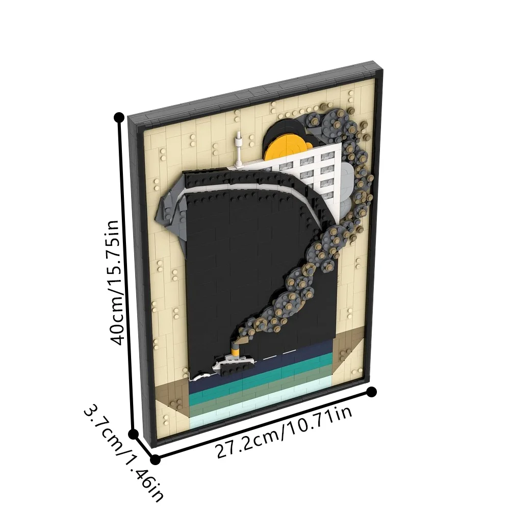 Gobricks MOC – peinture artistique 3D, affiche de doublure d'océan, blocs de construction, modèle de créativité, briques, jouet assemblé, cadeau pour enfants