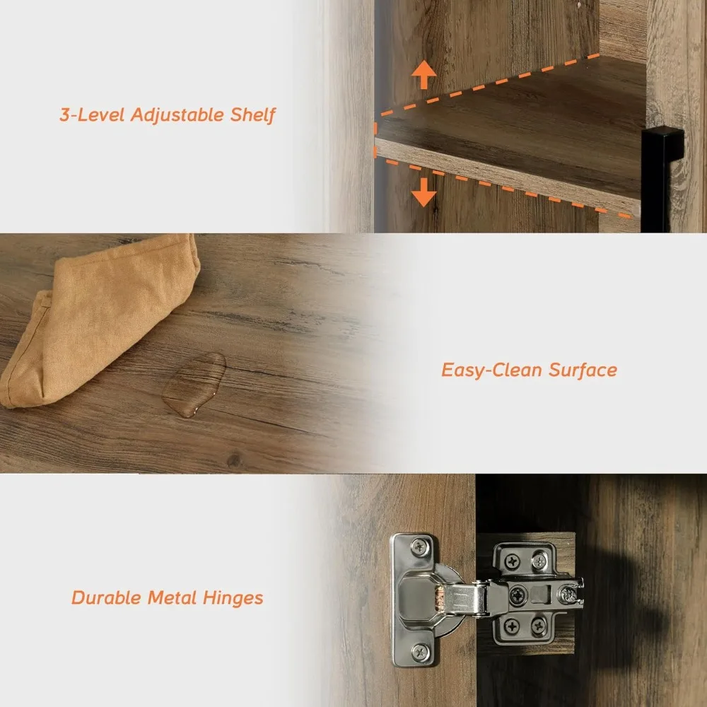 

Farmhouse TV Stand for TVs up to 65 Inch, Rustic Wood Entertainment Center & Media Console with 4 Storage Doors, Customized