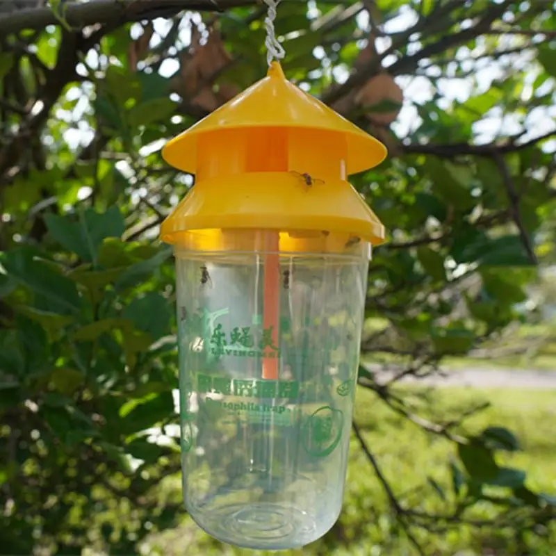 Fruit Fly Trapper with Non-Toxic Attractant Reusable Hanging Fly Catcher for Home Kitchen Garden Orchard Pest Control