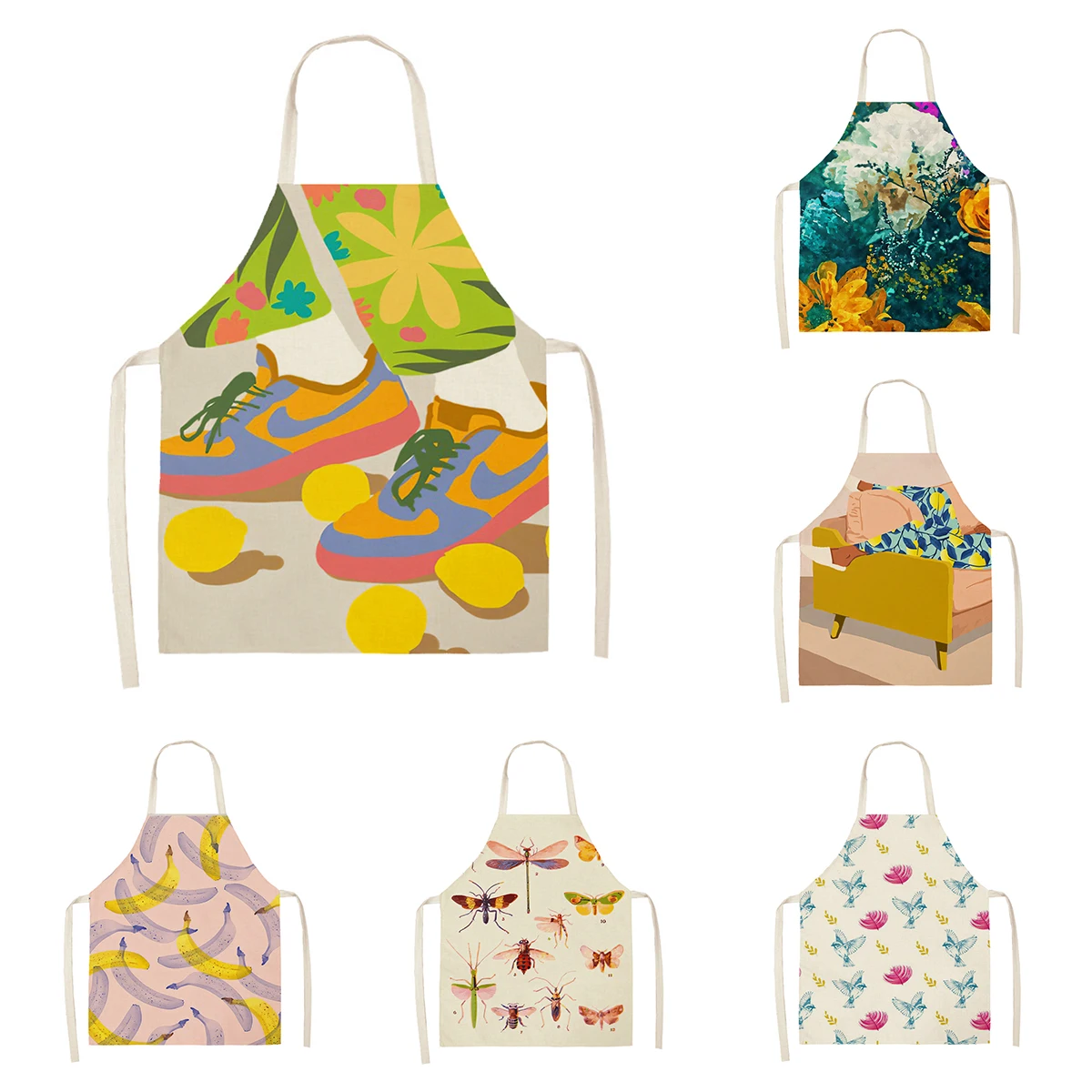 

Женский кухонный фартук, льняной мужской, милый детский, большого размера, для девочек, водонепроницаемый, забавный, полурабочий, кофейный, арт, ресторан, завод