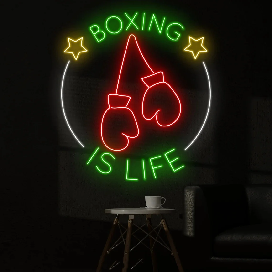 Boxing Is Life Neon Sign Boxing Shop Wall Decor Neon Sign Sport Lover Gifts Boxer Room Decor Neon Sign