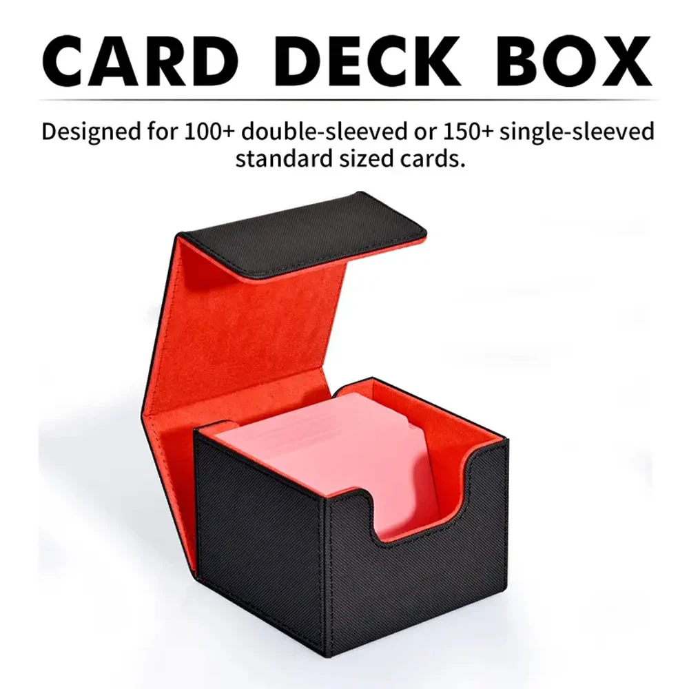 Card Deck Box, Large Card Deck Box Fits 120 Double Sleeved Cards Suitable For Faux Leather Magnetic Card Storage Box,For TCG CCG