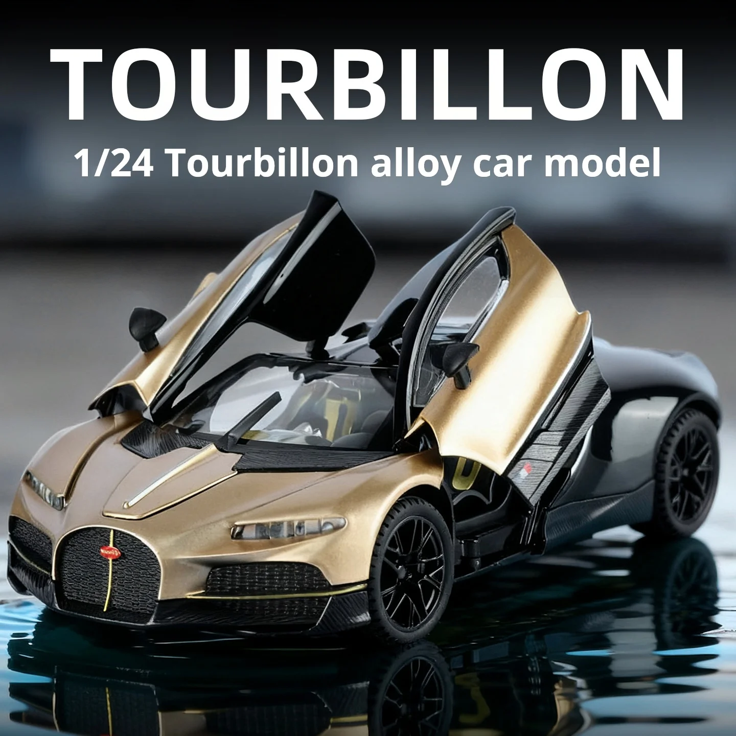 Scala 1:24 Simulazione Bugatti tourbillon Pressofuso in lega Modello di auto d'epoca Suono Luce Tirare indietro ragazzi giocattolo Regalo per bambini