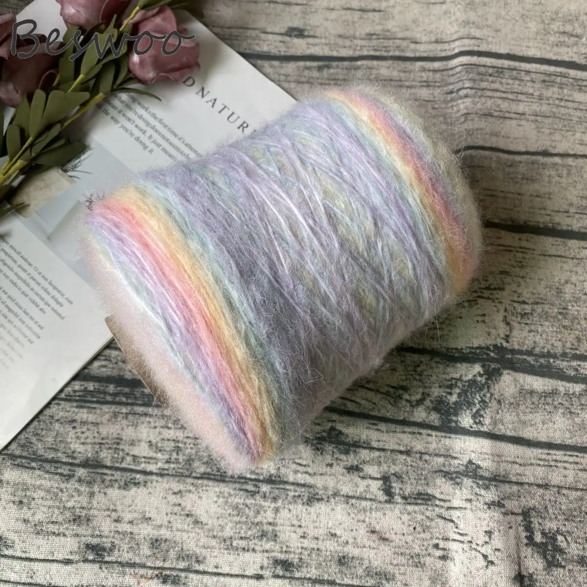 500g/pcs Candy Colored Spray Yarn Smoke Mohair Yarn Close Fitting Without Tying Handmade Sweater Weaving