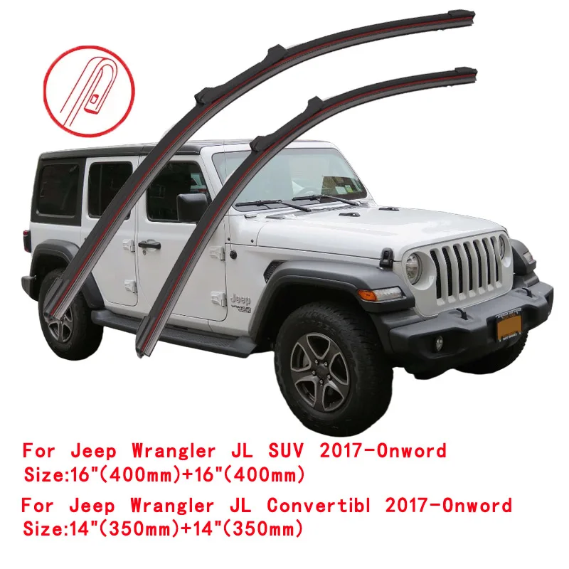 Für Jeep Wrangler TJ JK JL SUV Cabrio 2006 2008 2010 2012 2013 2015 2016 2017 2019 2022 Doppel Gummi Auto Wischer Klingen