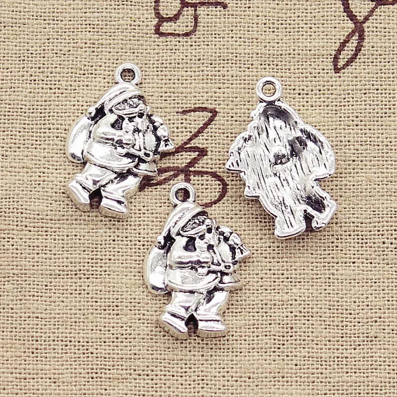 20pcs Charms Christmas Santa Claus 23x16mm Antique Silver Color Pendants DIY Crafts Making Findings Handmade Tibetan Jewelry