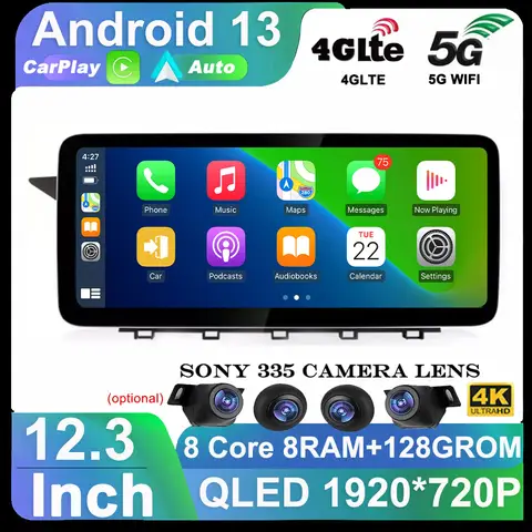 메르세데스 벤츠 GLK X204 2008 - 2015 내비게이션, 자동차 라디오 비디오 플레이어, 멀티미디어 QLED 360 카메라, 와이파이, 안드로이드 13