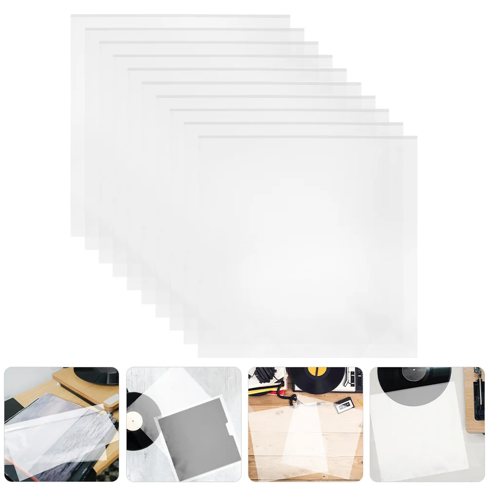 

10pcs Outer Clear Vinyl Record Sleeves Transparent Adhesive Vinyl Record Storage Sleeves Vinyl Record Outer Sleeves