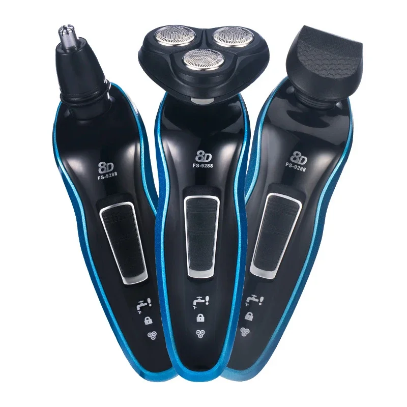 ماكينة حلاقة XMSJ للرجال 8d 3 في 1 قابلة للغسل وقابلة لإعادة الشحن ماكينة حلاقة اللحية رفيعة للغاية بثلاث شفرات رطبة وجافة لاسلكية قابلة لإعادة الشحن