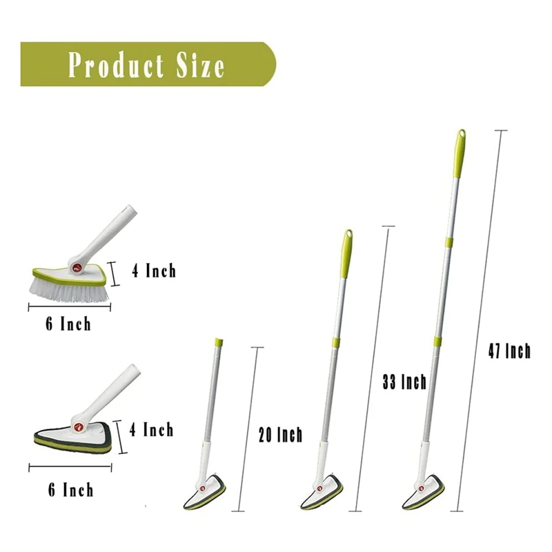 حوض الاستحمام القابل للتمديد وغسيل البلاط ، فرشاة تنظيف الدش ذات المقبض الطويل ، 2 في 1 شعيرات صلبة فرك وفرك الاسفنج