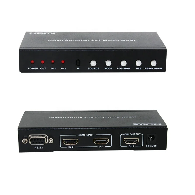 2x1 Multi-Viewer with Pip POP 1080p60hz 2 Port HDMI Seamless Switch Screen Splitter Mode 2 in 1 Out for IR Remote RS232