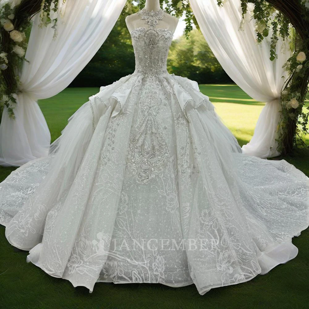 

Jancember элегантное свадебное платье для женщин, бальное платье, вечернее платье без рукавов с блестками, Vestidos De Novia 2024, MN225