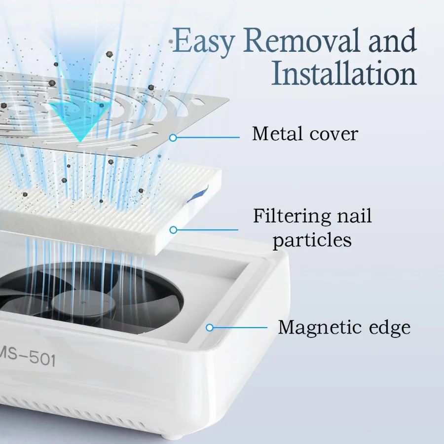 Collettore di polveri per unghie con lampada Aspirapolvere elettrico per unghie Macchina di aspirazione per ventola di polvere per manicure Gel acrilico Unghie lucidatura Na