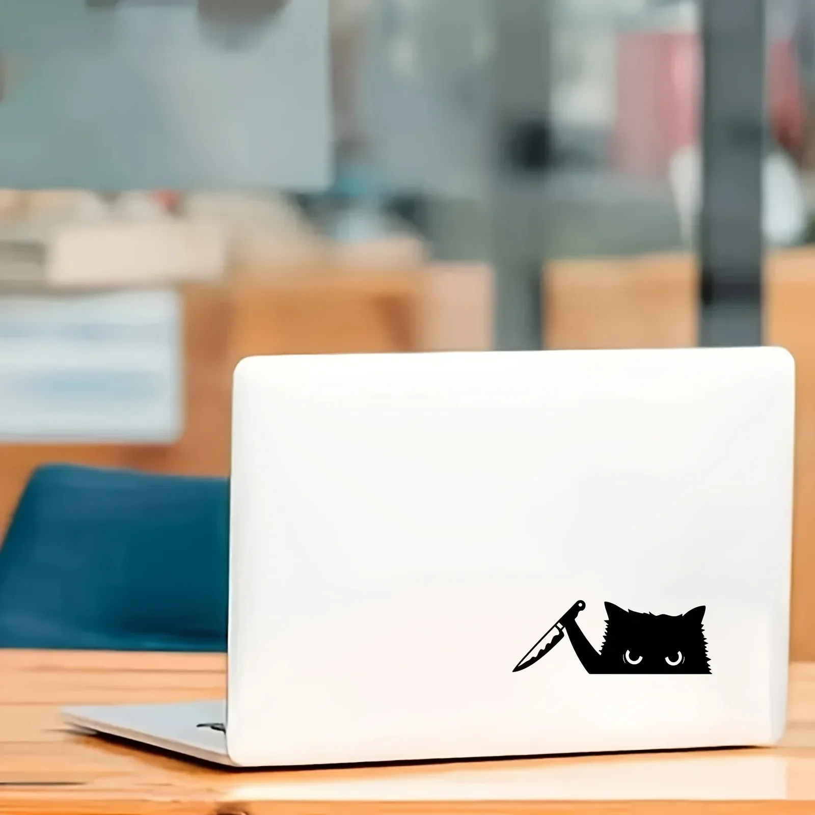 Funny Black Cat With Knife Graphic Waterproof Vinyl Stickers Decals For Car Rearview Mirror Window Exterior Styling Decor