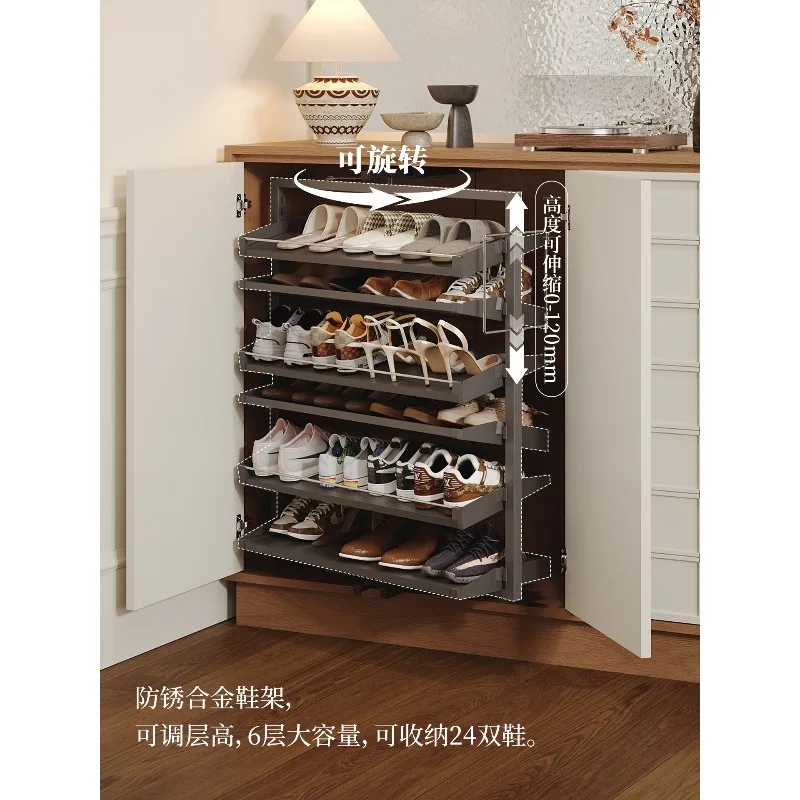 Luobai entrance cabinet shoe cabinet, integrated entrance to the door, living room French cream screen partition cabinet