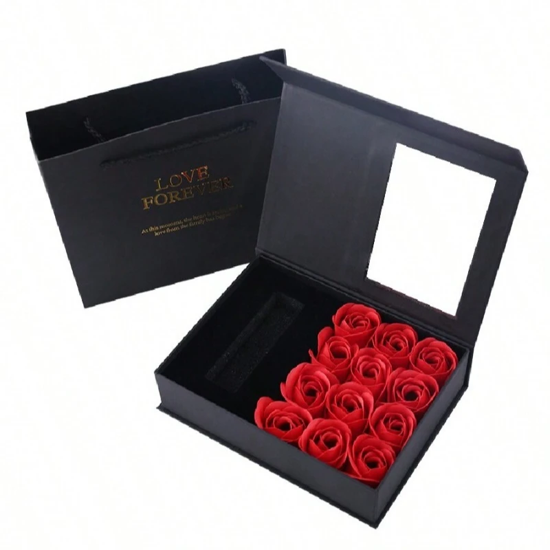 

1piece Valentine's Day Gift Packaging Box with soap fake flowers Party Favor Box for Lipstick Perfume Jewelry birthday gift box