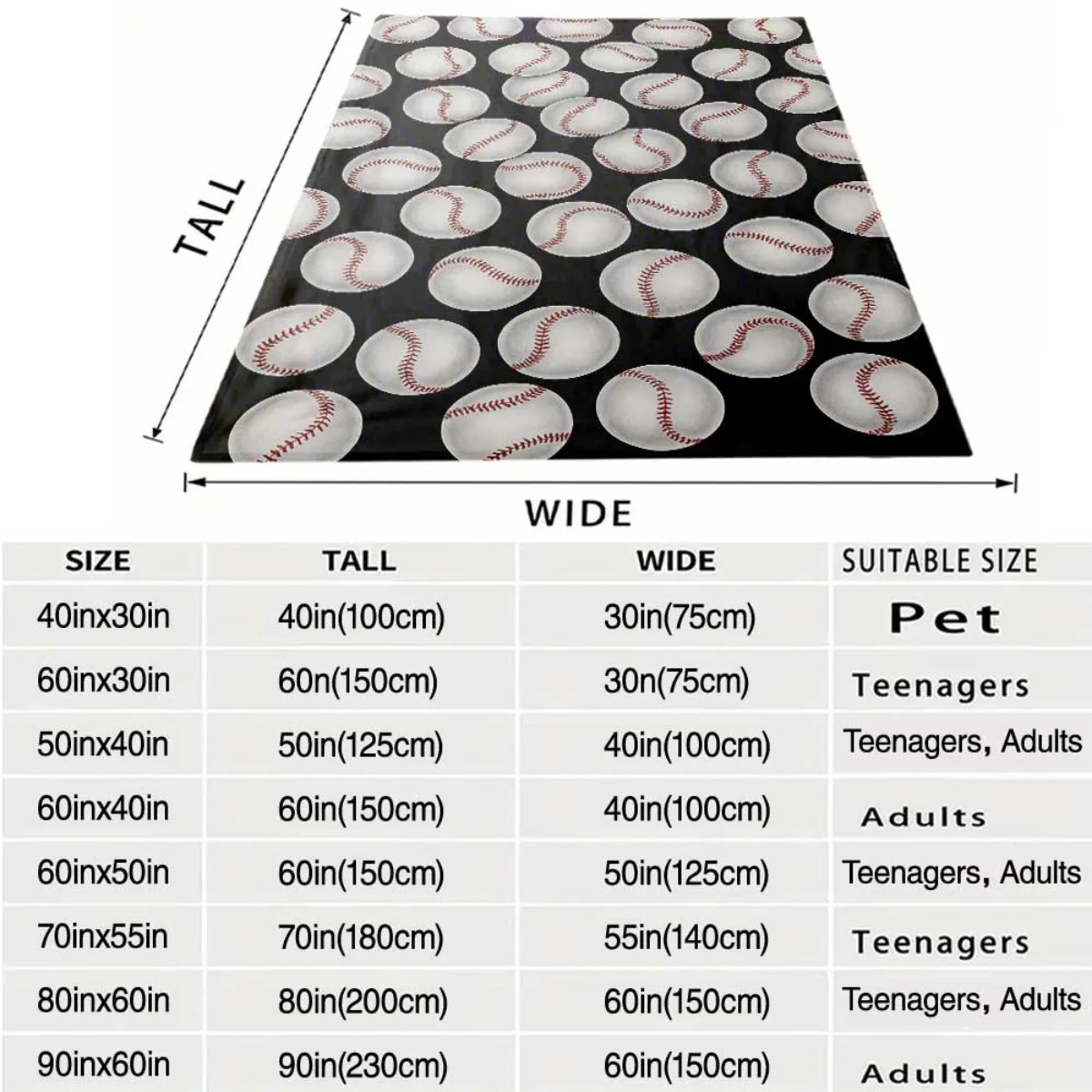 Oversized Baseball Stitching Pattern Throw Blanket 150x200cm Luxury Sports Fleece Cover for Sofa and Bed Home Decor Gift