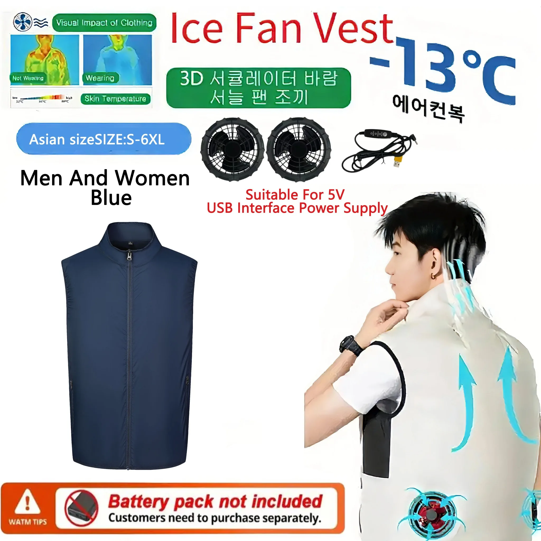 

Unisex Cooling Fan Vest Air Conditioning Clothing Thin Sun Protection Heatstroke Summer Outdoor Work Labor Protection Lightweigh