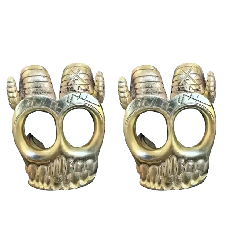 Sheep Horns Knuckle Ring Retro Luxury Knuckle Ring Vintage Ram Horn Skull Knuckle Duster Ring for Motorcyclists Rockers Skeleton