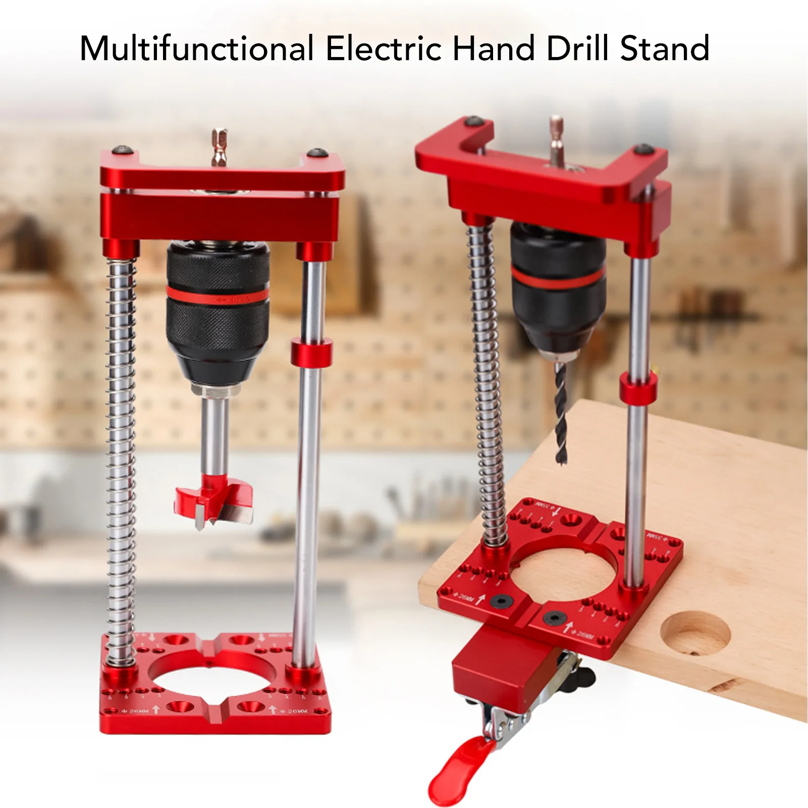 

Drilling Stand Clear Scales Keyed Chuck High Strength Hand Drill Holder 35mm Hinge Hole Locator for Woodworking Projects