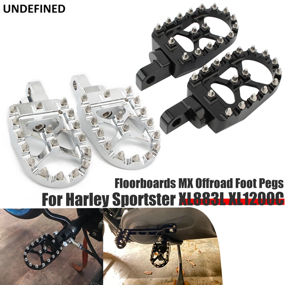 For Harley Sportster XL883 XL1200 Rocker FXCW FXS FXSB FXSE Wide Fat Footrest Foot Pegs 360 Roating Motorcycle MX Bobber Style