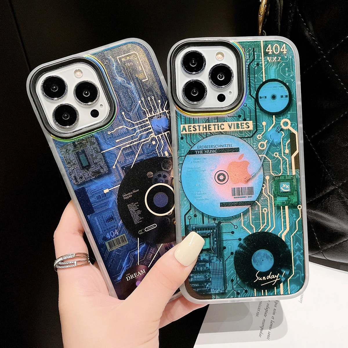 Étui CD d'enregistrement laser pour iPhone, 14, 13, 12, 11 Pro Max Plus, XS, circuit imprimé de couverture en poly, coque arrière souple et mignonne, antichoc, téléphone Fundas