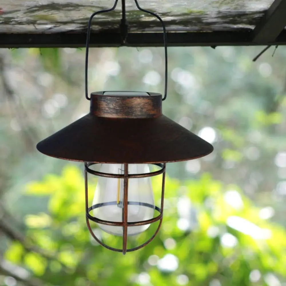 Garden Decoration Retro Solar Lantern Lamp with Tungsten Bulb Vintage Hanging Tent Lamp Creative Waterproof Landscape Light Home