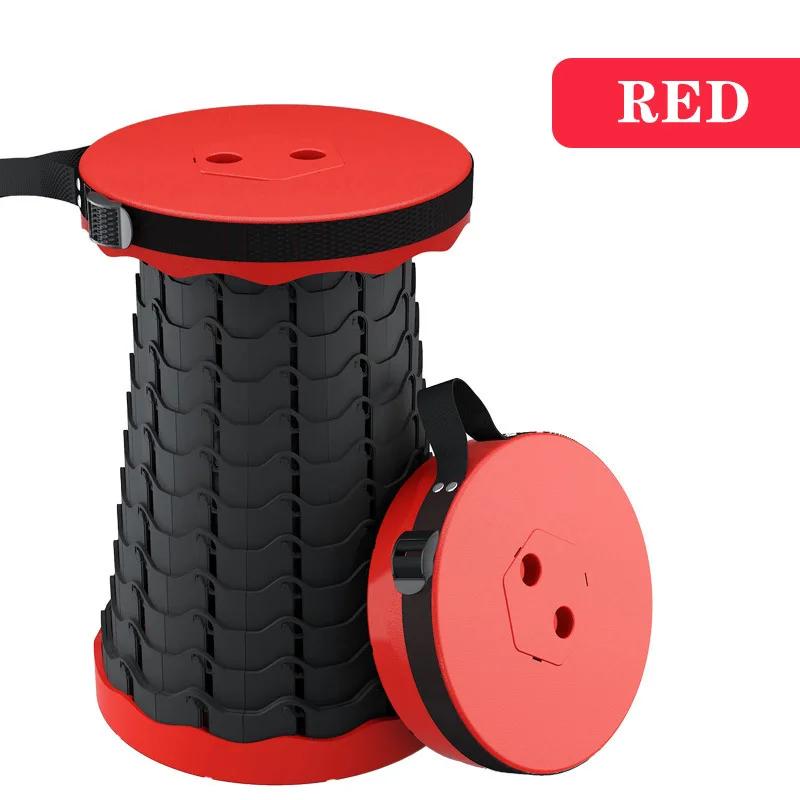 TRIWONDER Tabouret De Camping Télescopique Pliant Ultra Léger – Chaise Portable Trépied Pour Randonnée, Pêche, Plage Et BBQ (Rouge - Taille L)