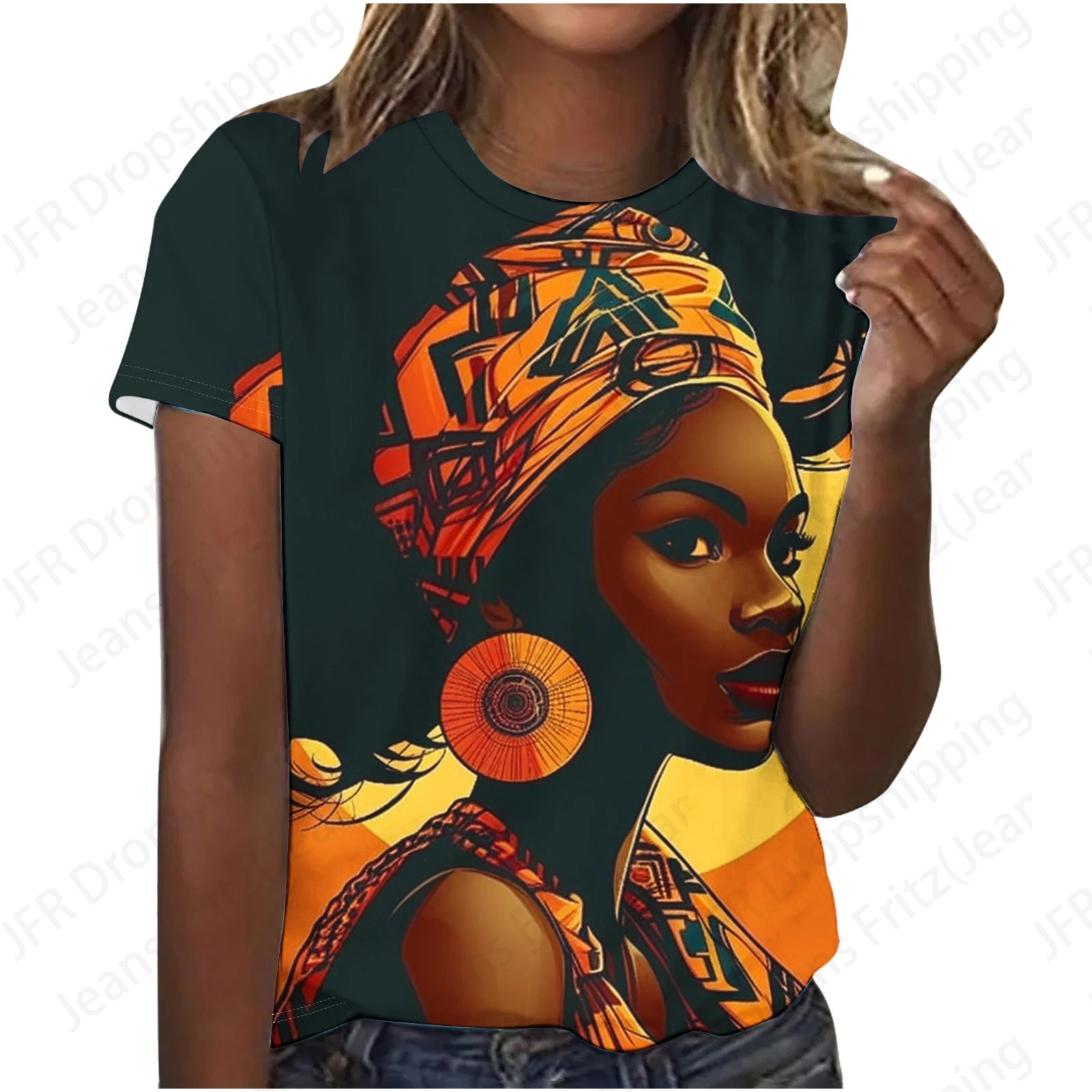 Sexy Africa Women T Shirt Face 3d Print T-shirt Women Fashion T-shirts Female Top Tees Graphic T Shirt Black Camiseta Large Size