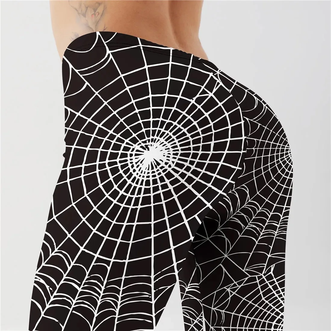 Halloween spider web print high elastic waist slim fit comfortable tight casual leggings for women holiday atmosphere